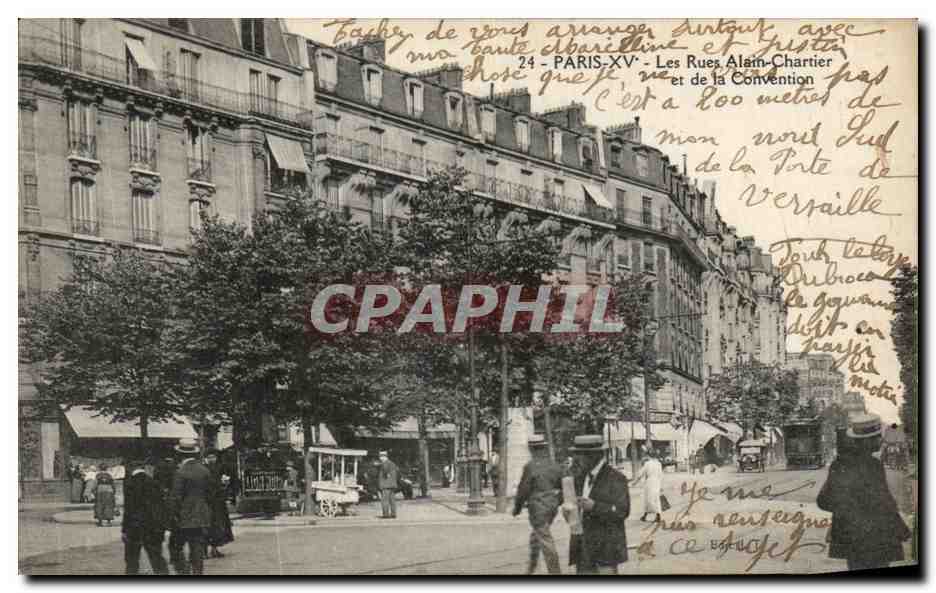 CPA Paris XV Les Rues Alain Chartier et de Convention