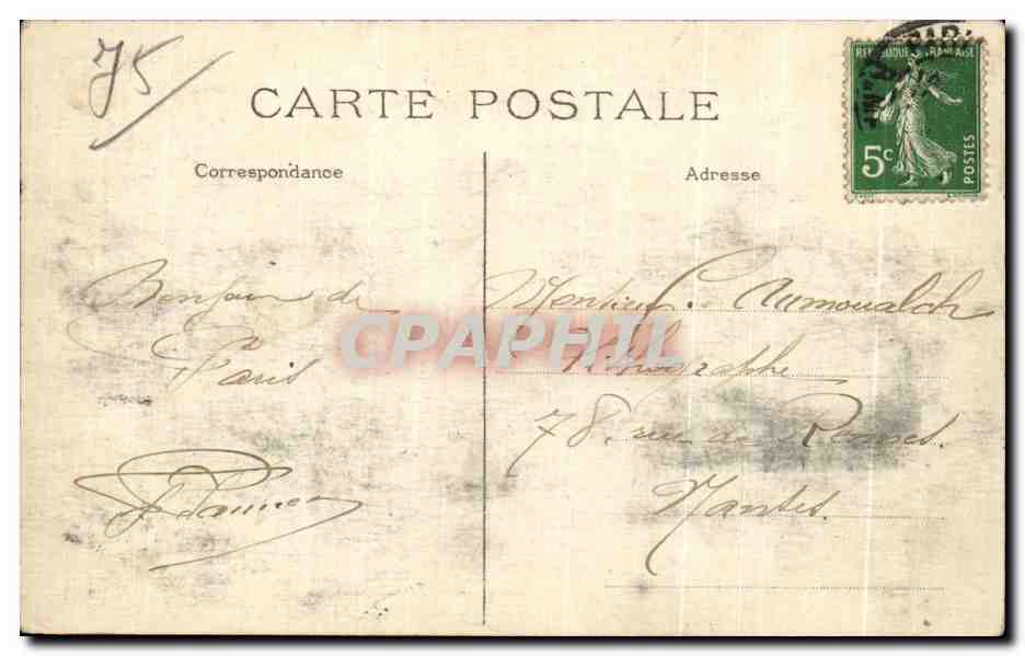 CPA Paris Avenue de I Opera et Place du Theatre Francais — Rückseite