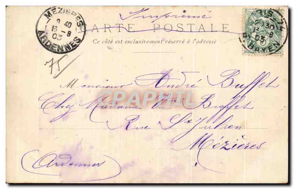 CPA Paris Guichets des Saint Peres — Verso