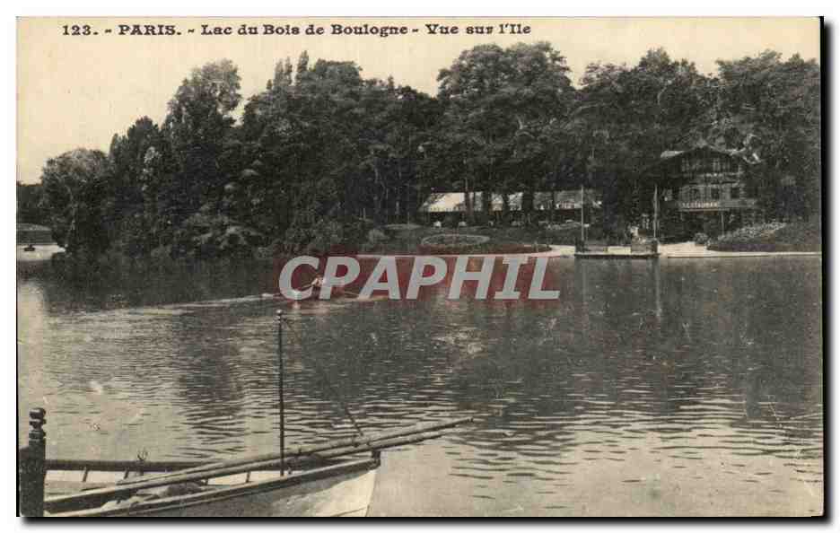 CPA Paris Lac du Bois de Boulogne Vue sur I lle