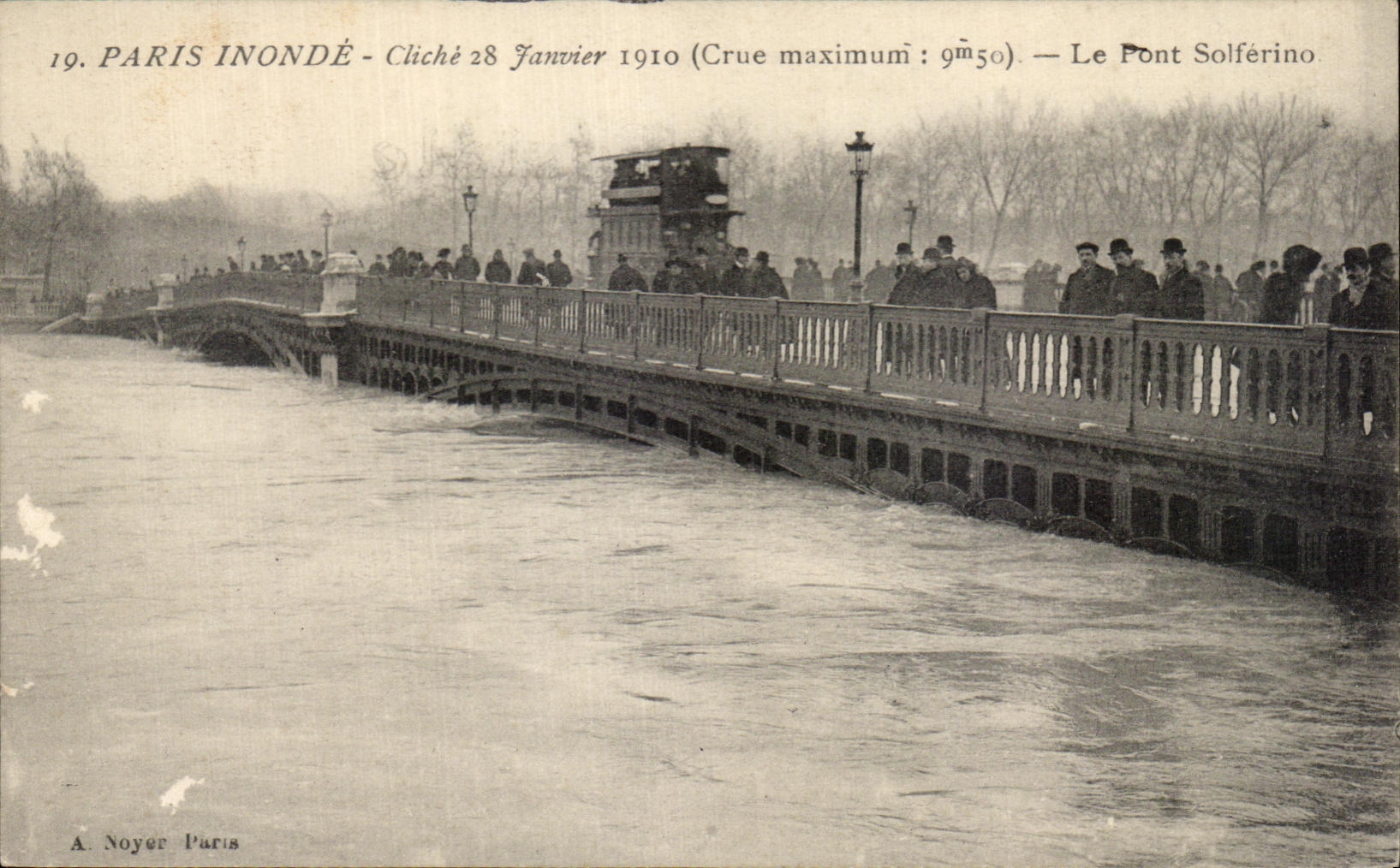 CPA Paris Inonde Cliche 28 Janvier 1910 Le Pont Solferino