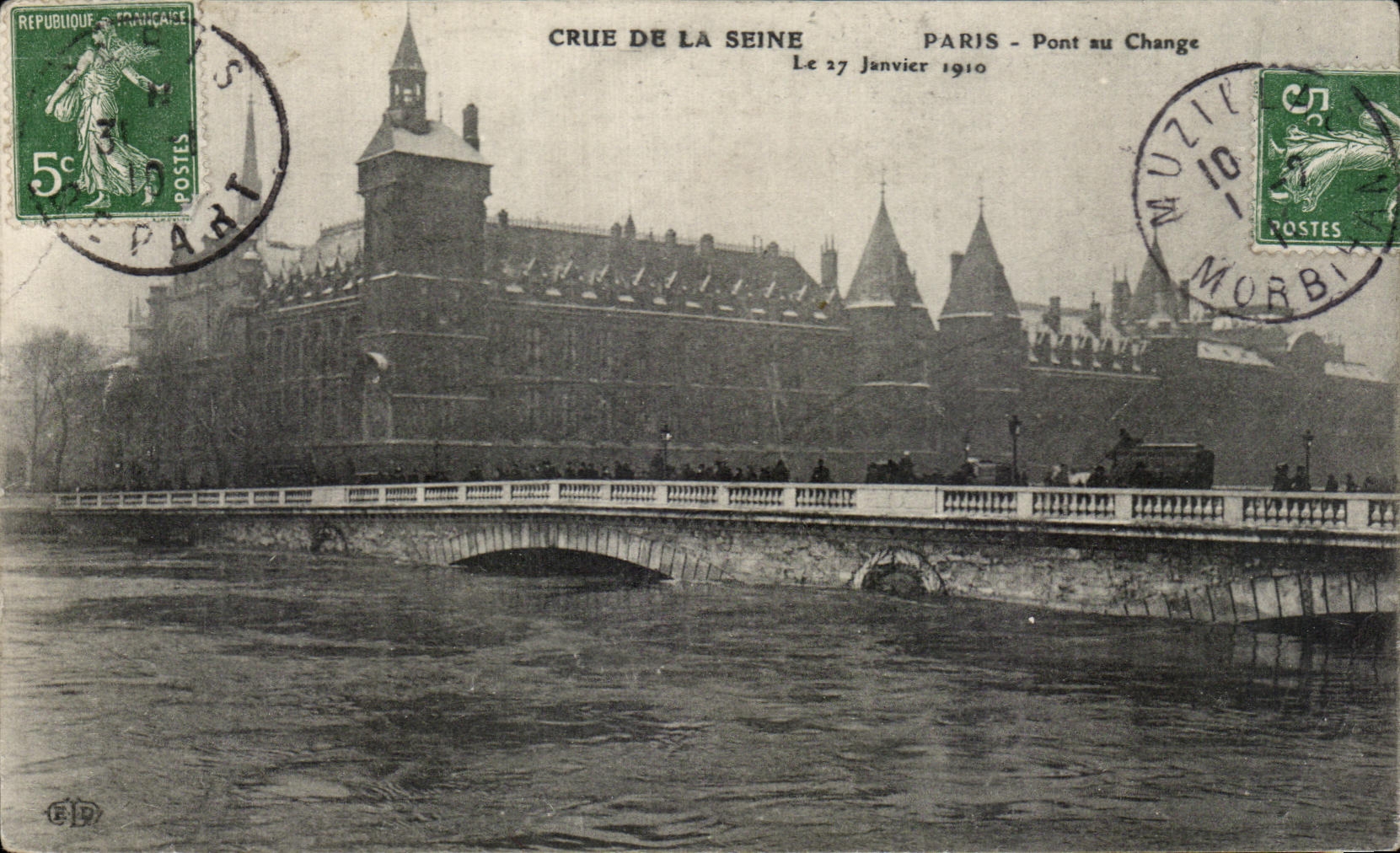 CPA Crue De La Seine Paris Pont au Change Le 27 Janvier 1910