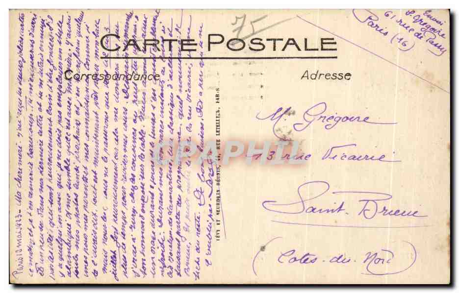 CPA Paris Avenue Kleber — Rückseite