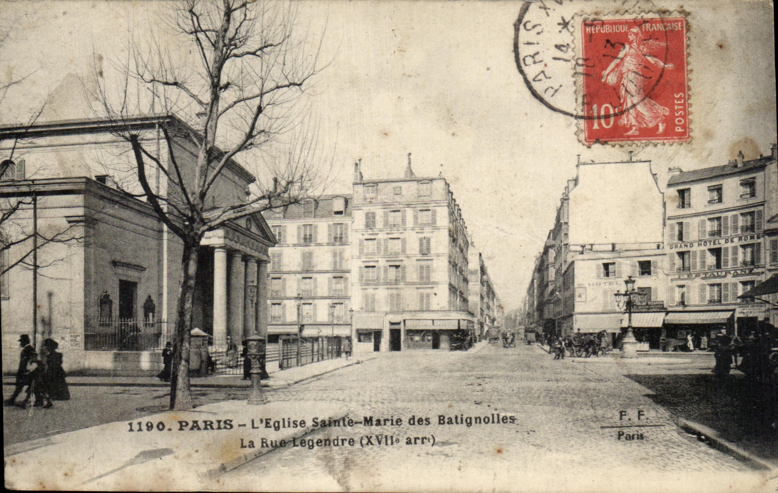 Antike Ansichtskarte Paris Die Kirche Saint Marie des Batignolles Rue Legendre