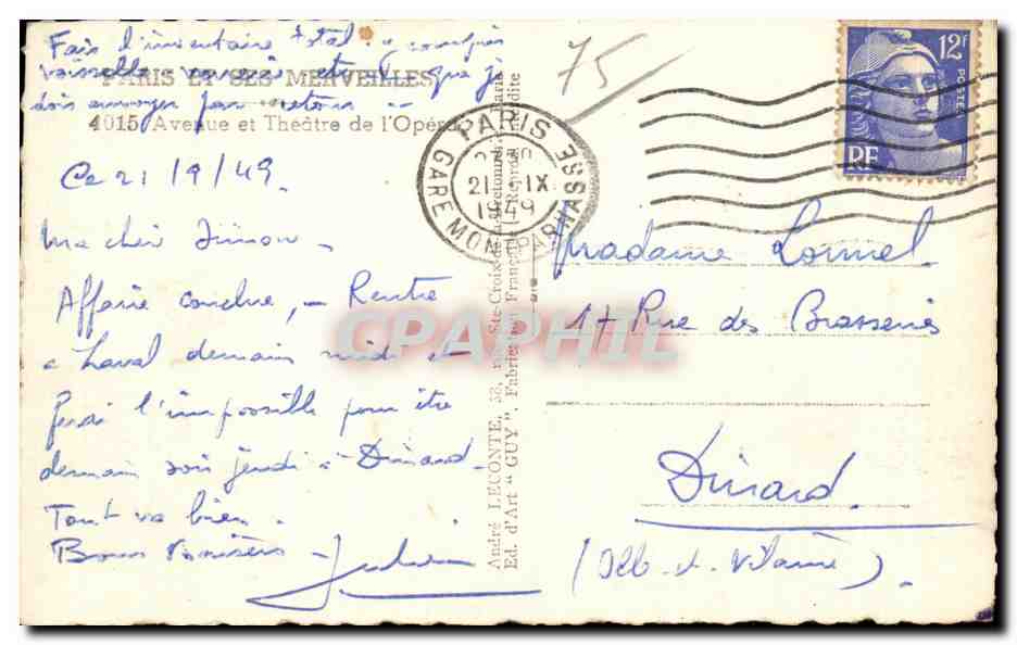 CPA Paris et Ses Merveilles Lopera — Rückseite