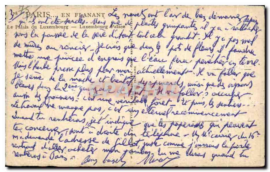 CPA Paris En Flanant Le Palais du Luxembourg Luxembourg Palace — Verso