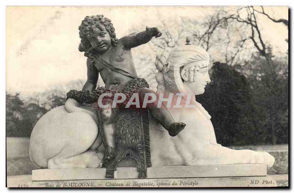 CPA Paris Bois de Boulogne Chateau de Bagatelle Sphinx du Peristyle Ange Angel