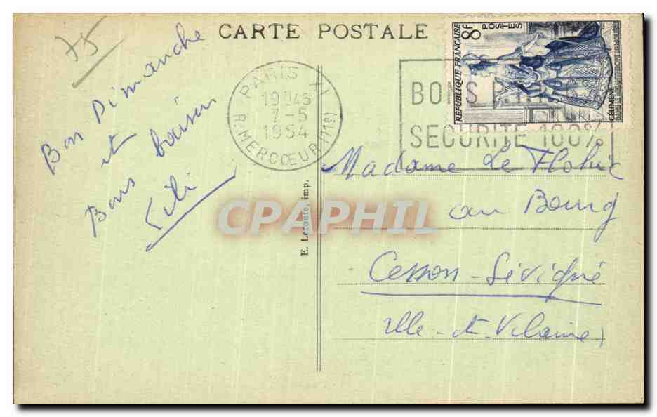 CPA Paris Le Square Parmentier Parmentier Square Enfants — Verso
