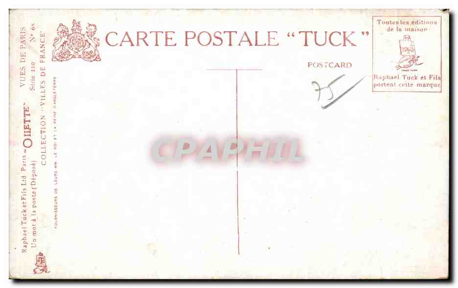 CPA Paris Arc de Triomphe Du Carrousel Louvre — Verso