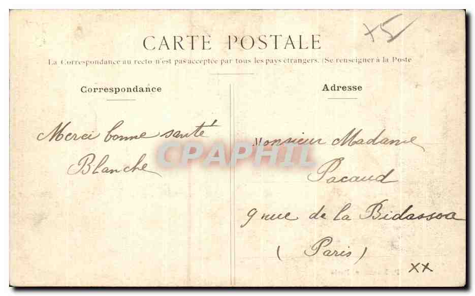 CPA Paris Mairie du XIV arc — Rückseite