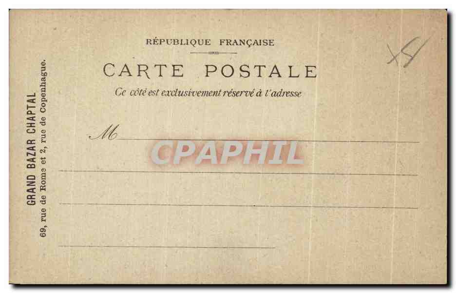 CPA Buttes Chaumont Paris Publicite Grand Bazar Chaptal Rue de Rome Copenhague  — Rückseite