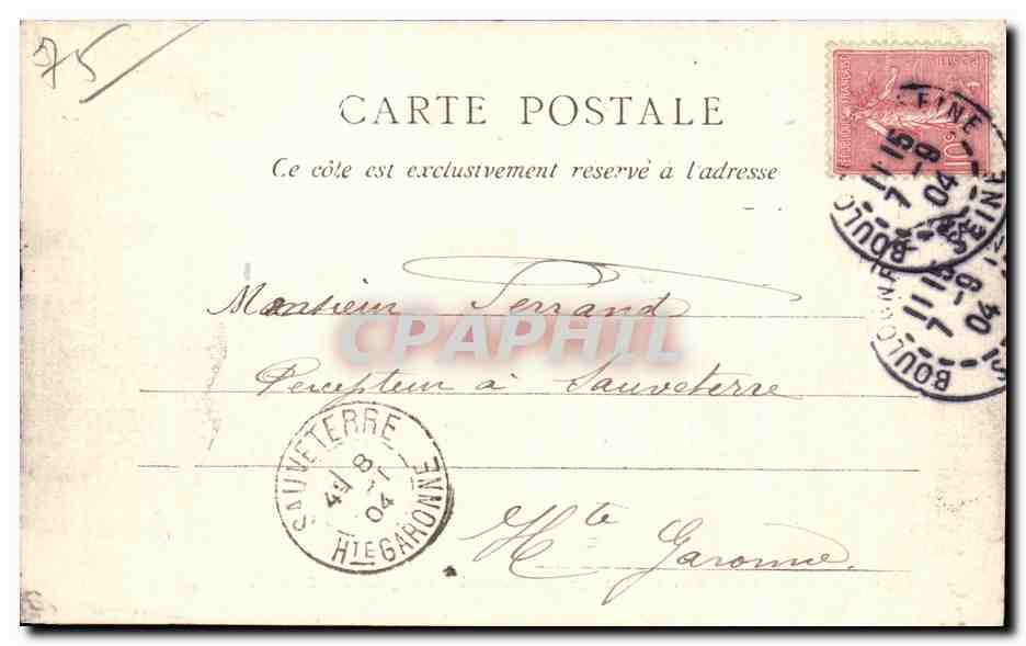 CPA Paris Bois de Boulogne Chateau de Bagatelle — Rückseite