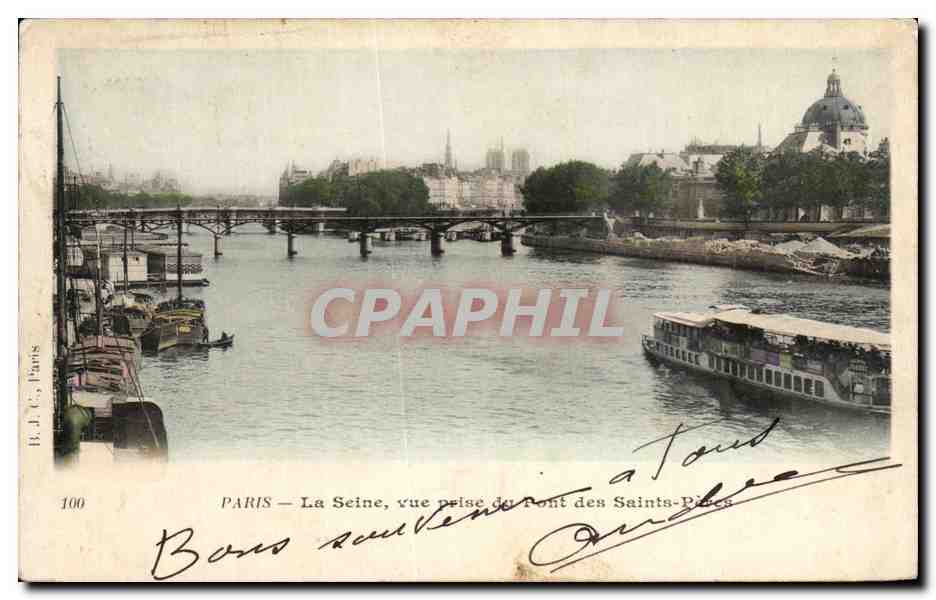 CPA Paris La Seine Vue prise du Pont des Saint Peres Notre Dame