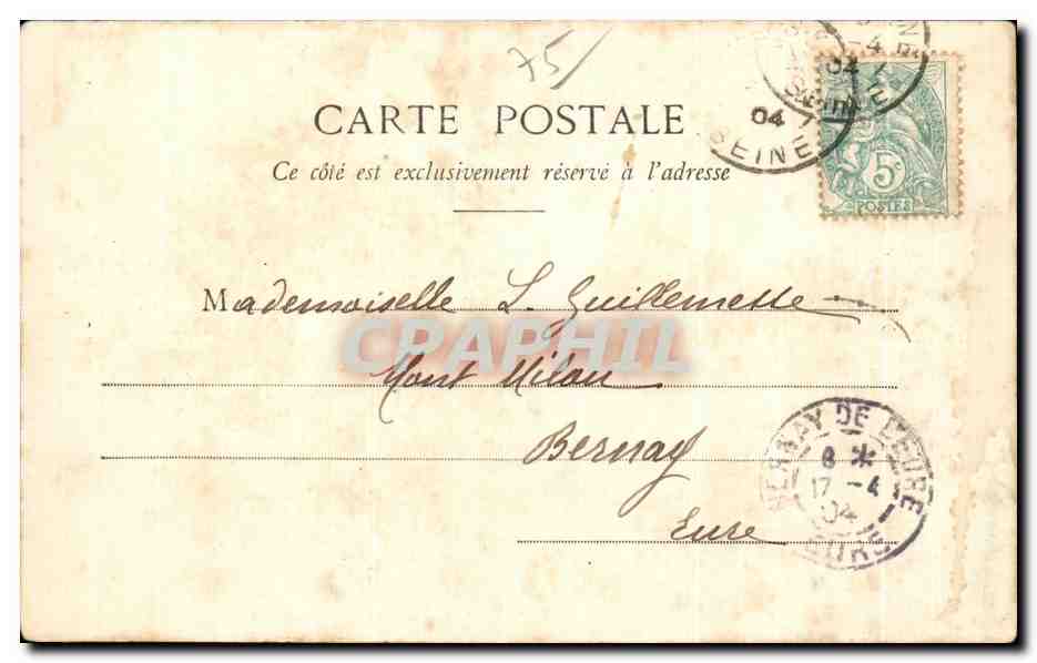 CPA Paris Place Malesherbes Monument de Alexandre Dumas — Rückseite