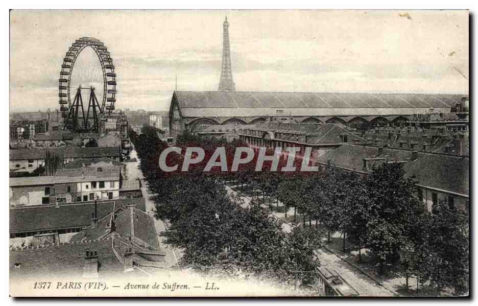 CPA Paris Avenue de Suffren Tour Eiffel Grande Roue 