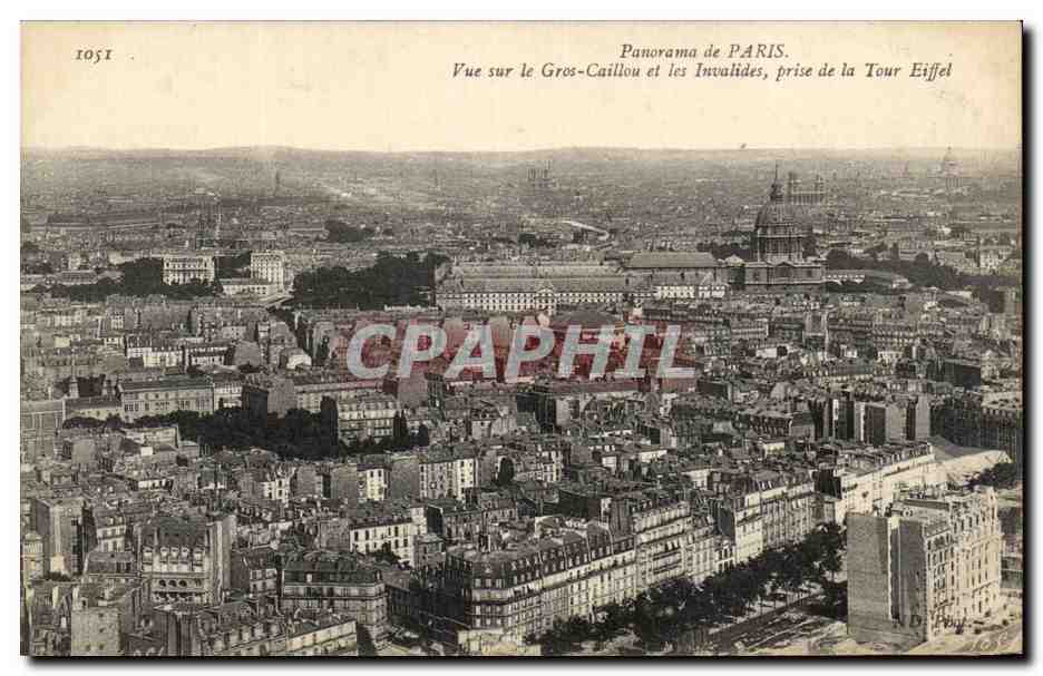 CPA Panorama de Paris Vue sur Gros Caillou et les Invalides prise de la Tour Eiffel
