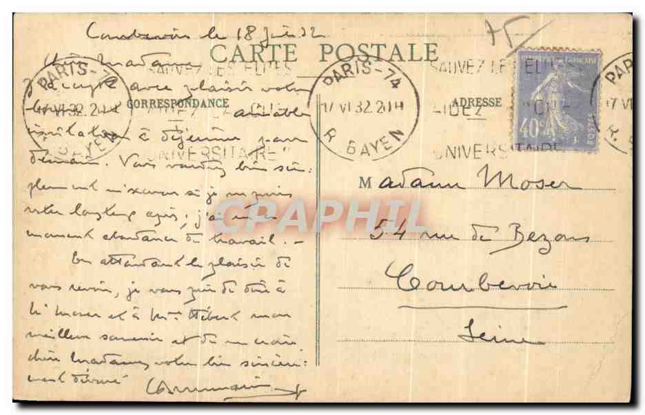 CPA Eglise de I Ascension Paris Batignolles Monceau 47 Rue Dulong — Rückseite