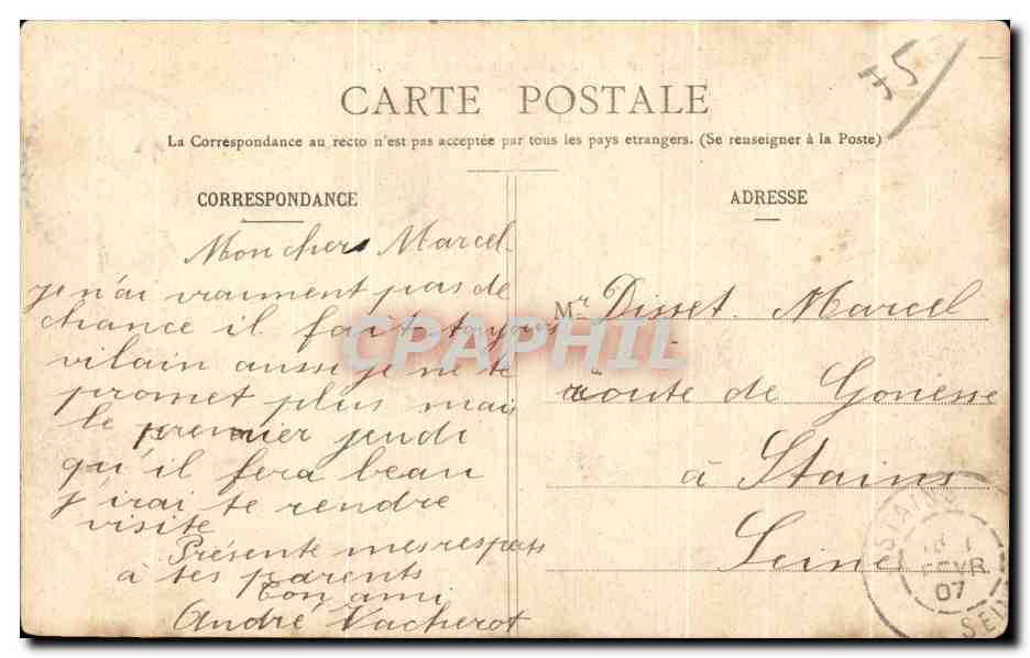 CPA Paris La Place Armand Carrel — Rückseite