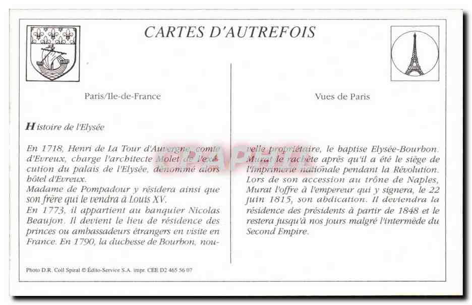 REPRO Paris Entree de I Elysee — Rückseite