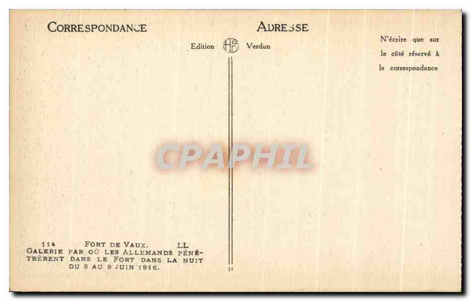 Galerie du Fort de Vaux — 114 — Édition Verdun — Reverso