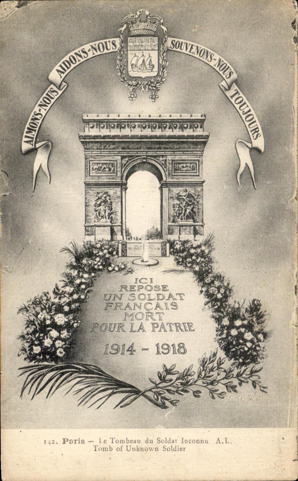 CPA Paris Le Tombeau du Soldat Inconnu A L Tomb of Unknown Soldier Arc de TRiomphe 