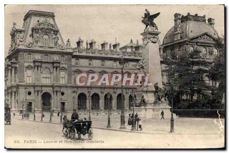 CPA Paris Louvre et Monument Gambetta