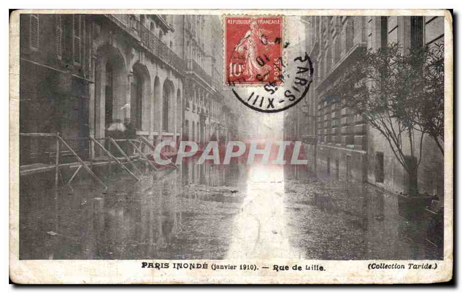 CPA Paris Inonde Rue de Lille Inondations 1910