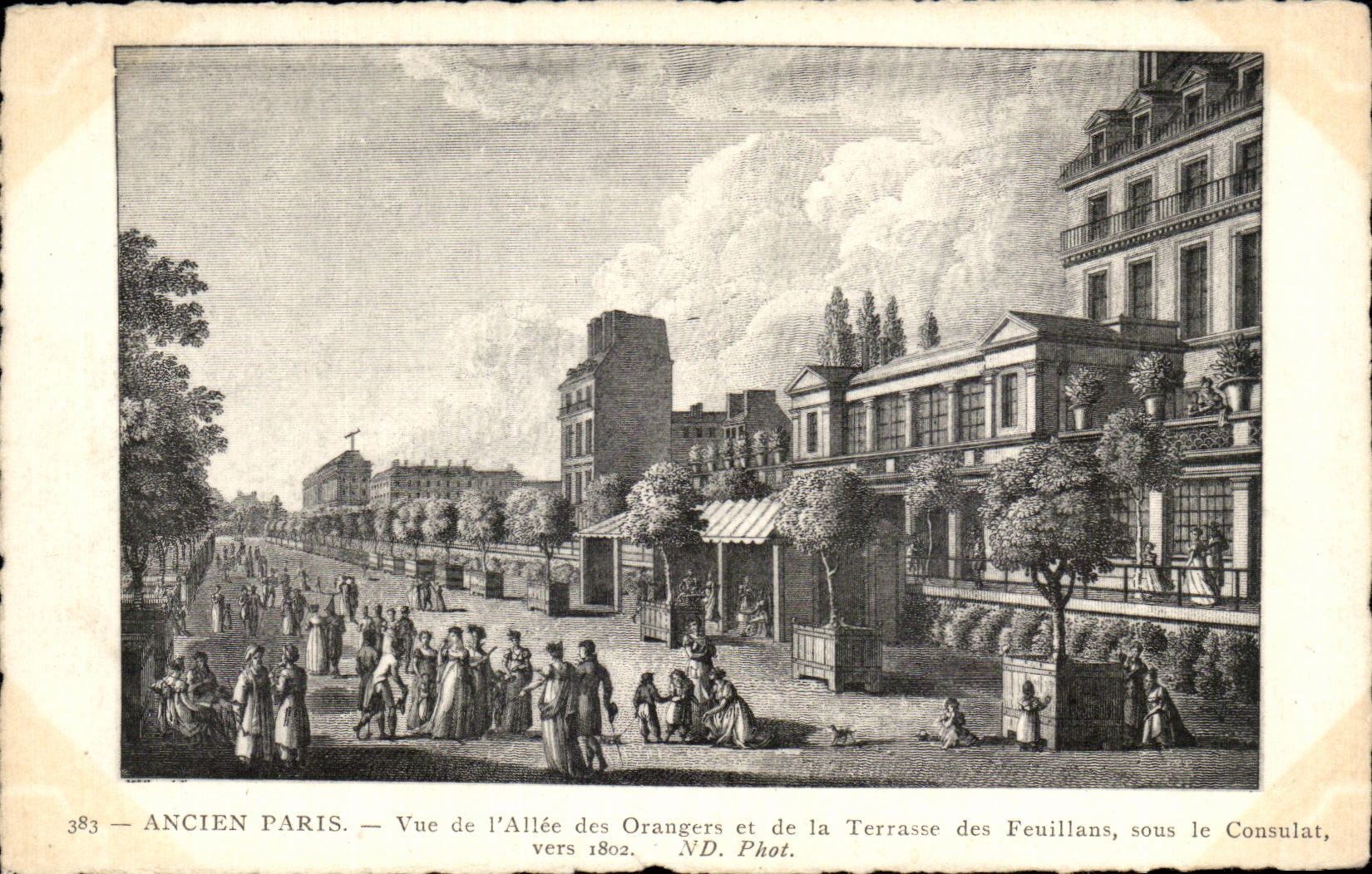 CPA Ancien Paris Vue de I Allee des Orangers et de la Terrasse des Feuillans sous le Consulat vers 1802