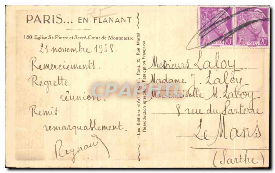 CPA Paris en Flanant 180 Eglise St Pierre et Sacre Coeur de Montmartre — Rückseite