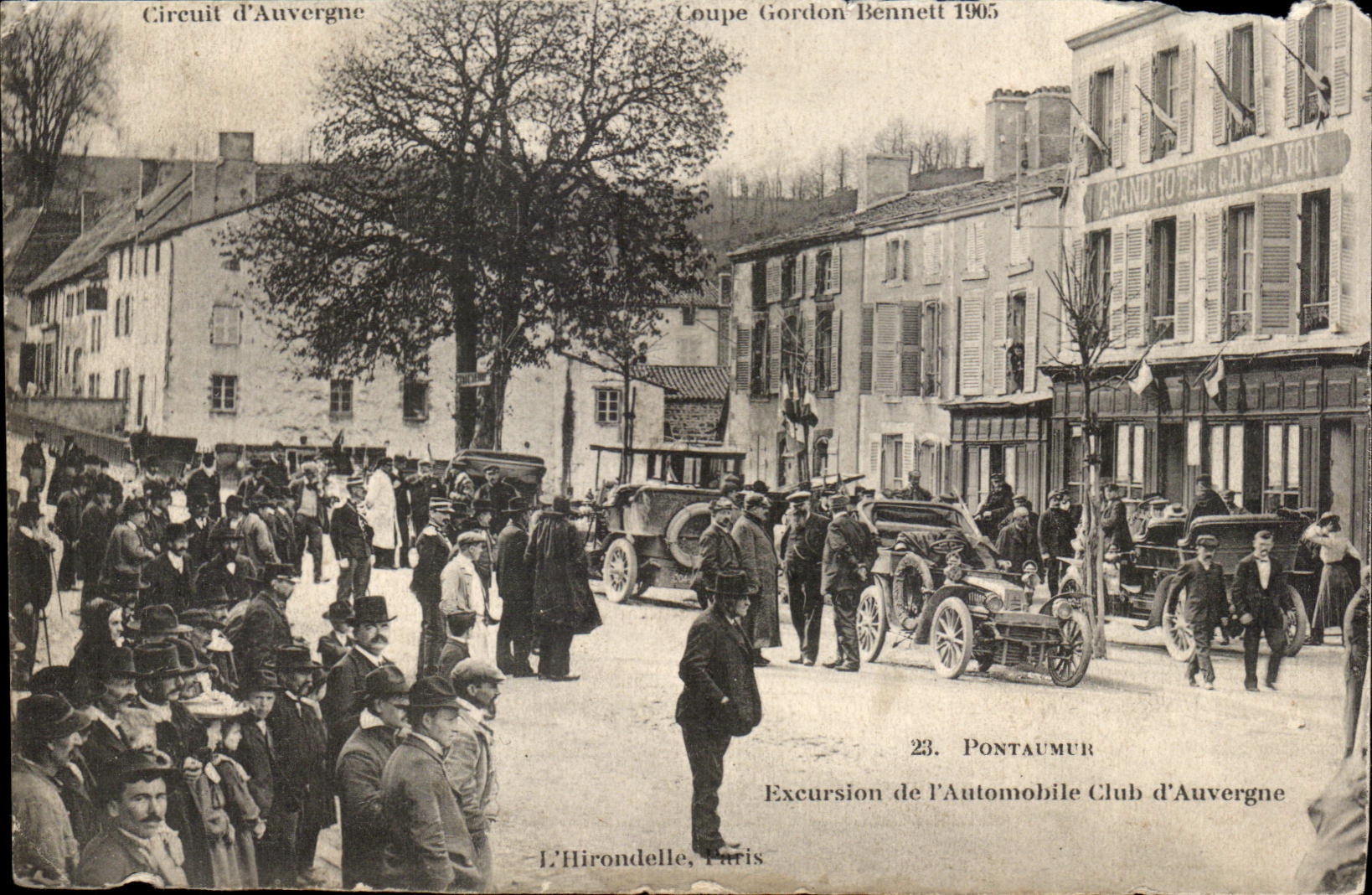 CPA Cricuit d Auvergne Coupe Gordon Bennett 1905 Pontaumur Excursion de I Automobile Club D Auvergne L Hirondelle Paris 