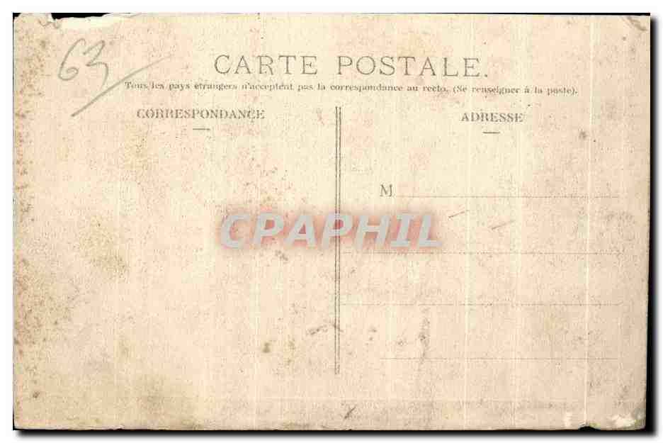 CPA Cricuit d Auvergne Coupe Gordon Bennett 1905 Pontaumur Excursion de I Automobile Club D Auvergne L Hirondelle Paris  — Verso