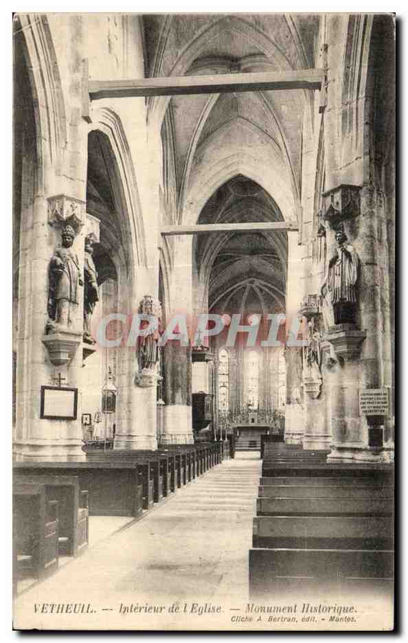 Vetheuil — Intérieur de l'Église — Monument Historique — Gliche A. Bertran, édit. — Mantes