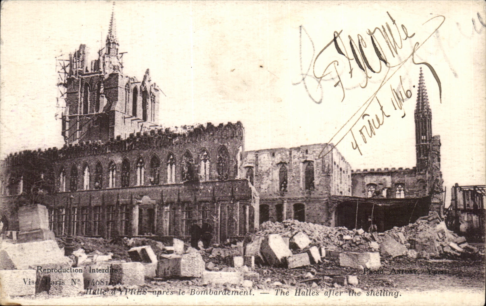 CPA Halle d Ypres apres le Bombardement The Hales after the Shelling