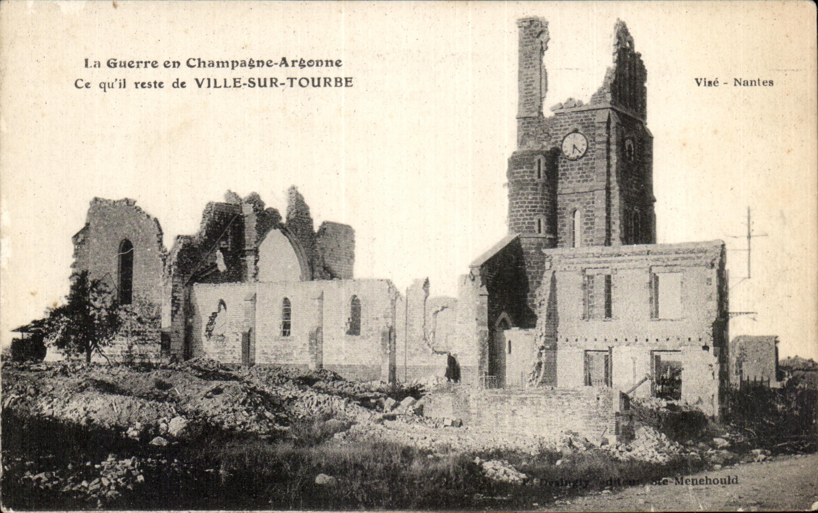 CPA La Guerre en Champagne Argonne Ce qu il reste de Ville Sur Tourbe