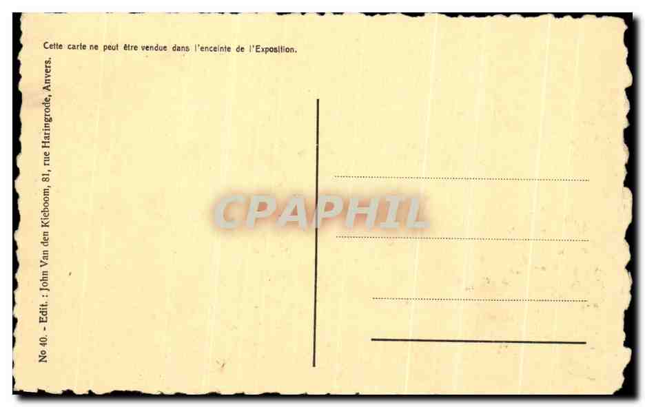 CPA Exposition Internationale Anvers 1930 Antwerpen Wereld Tentoonstelling — Rückseite