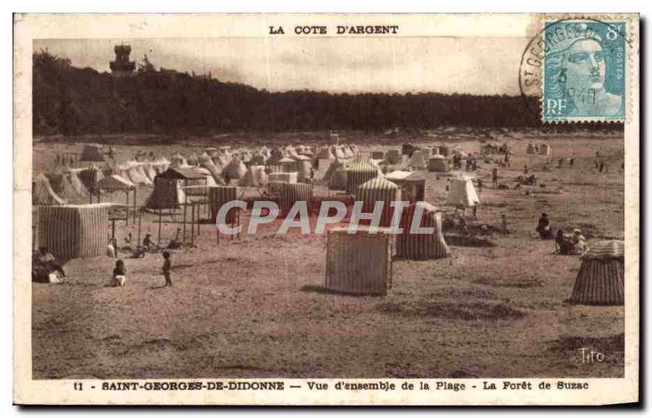 CPA La Cote D Argent Saint Georges de Didonne Vue d ensemble de la Plage La Foret de Suzac