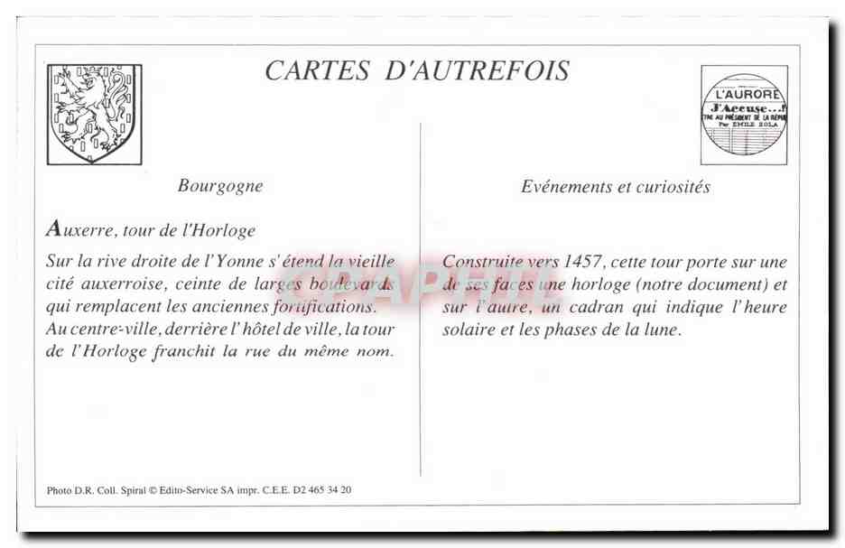 REPRO Auxerre L Horloge — Verso