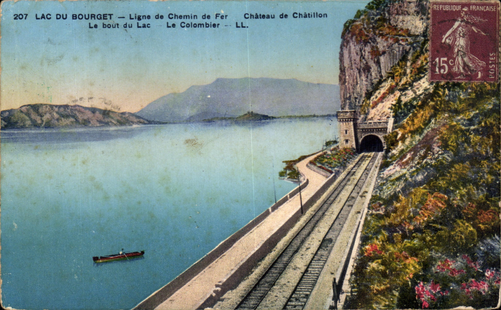 CPA Lac du Bourget Ligne de Chemin de Fer Chateau de Chatillon Le bout du Lac Le Colombler