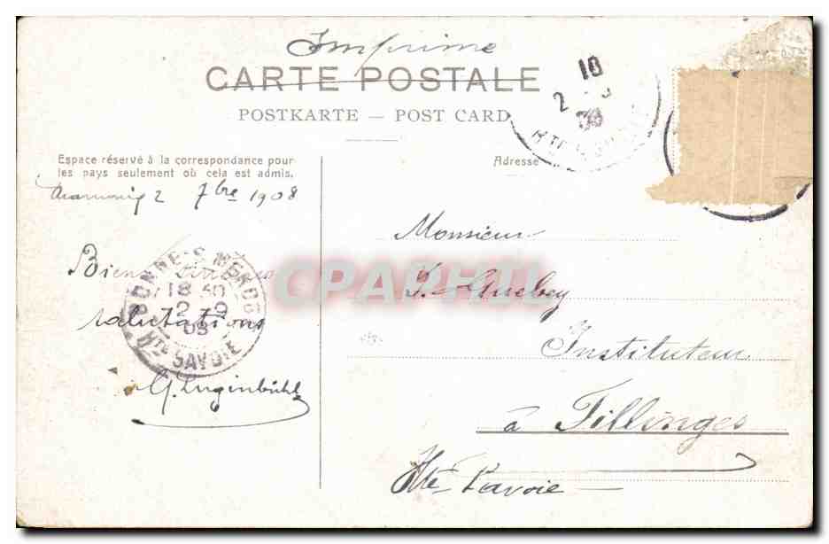 CPA Martigny Vallee de Bagnes Gd St Bernard et route de Chamonix — Rückseite