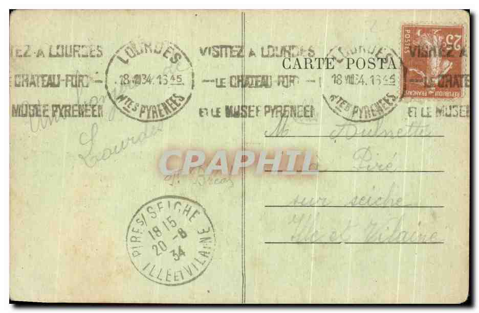 CPA Les Pyrenees Lourdes Embrasement de la Basilique — Verso