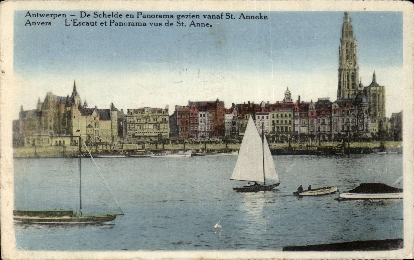 Antwerpen – De Schelde en Panorama gezien vanaf St. Anneke — Phototypie Leijn