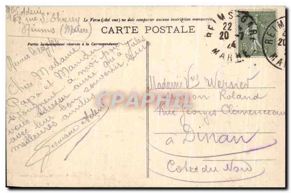 CPA Reims dans les Ruines apres la Retraite des Allemands Militaria — Verso