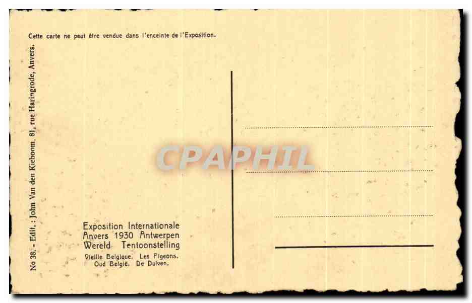 CPA Exposition Internationale Anvers 1930 Antwerpen  — Back