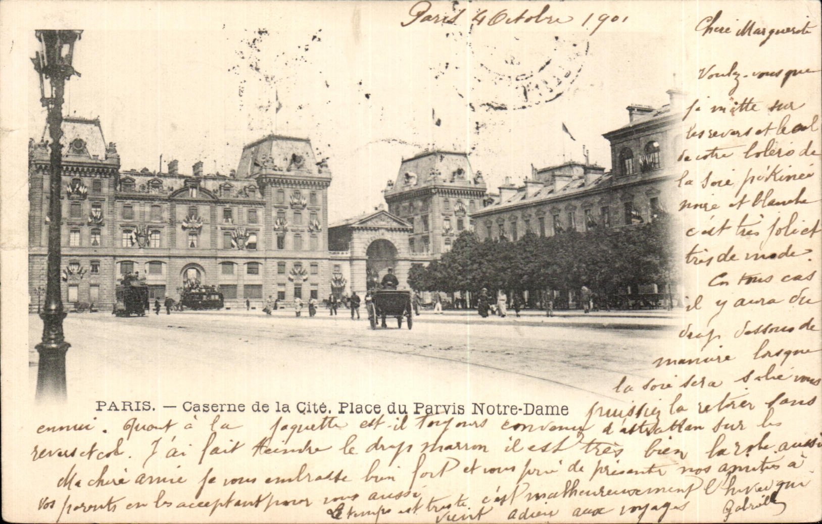 CPA Paris Caserne de la Cite Place du Parvis Notre Dame