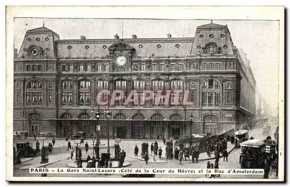 CPA Paris La Gare Saint Lazare Cote de la Cour du Havre et la Rue d Amsterdam