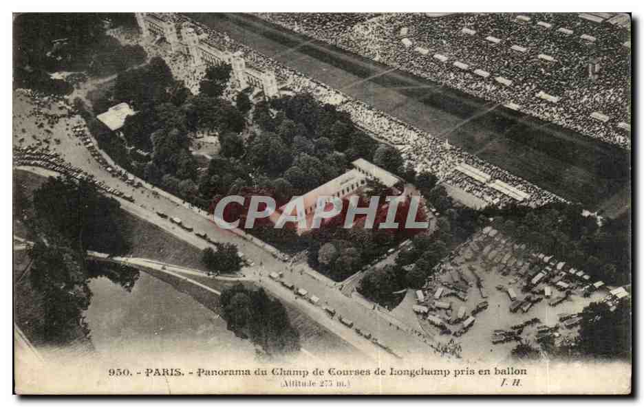 Paris - Panorama des Longchamp-Rennplatzes aus einem Ballon — F. H. — Nr. 950