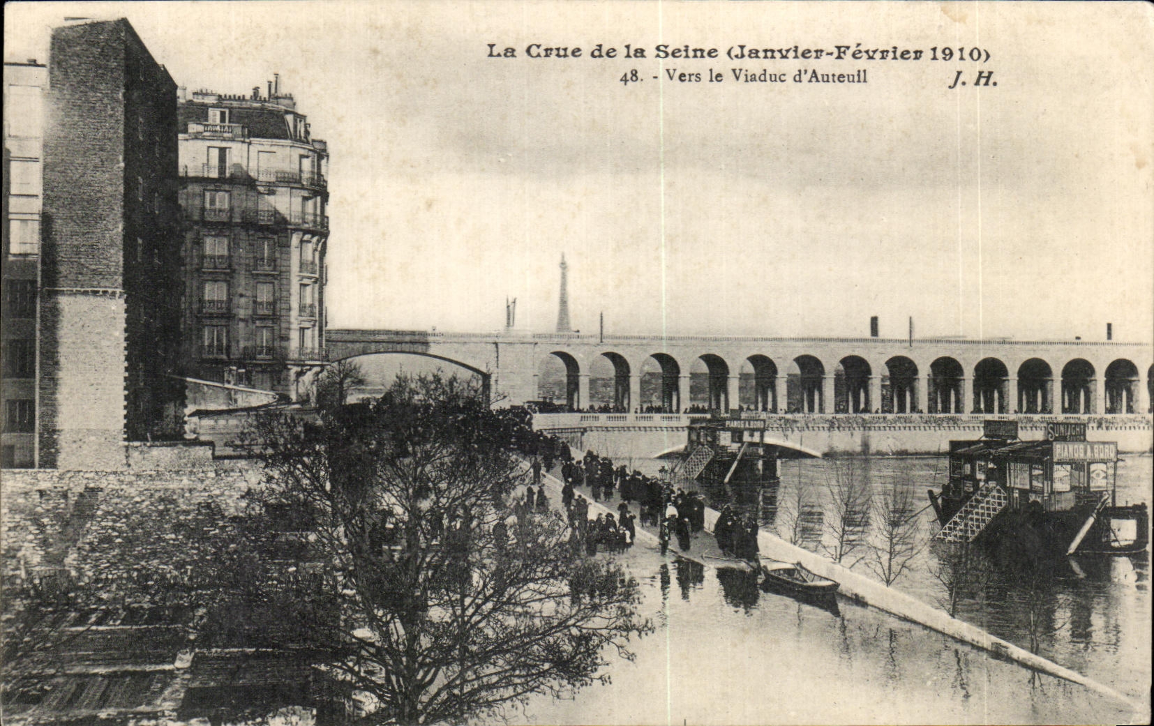 La Crue de la Seine (Janvier-Février 1910) — Vers le Viaduc d'Auteuil — J.H. n°48