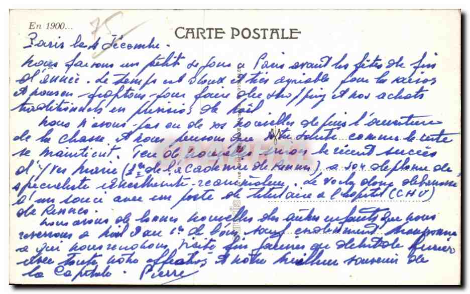 CPA Au Depart de Paris je vous envoie mes amities Train  — Rückseite