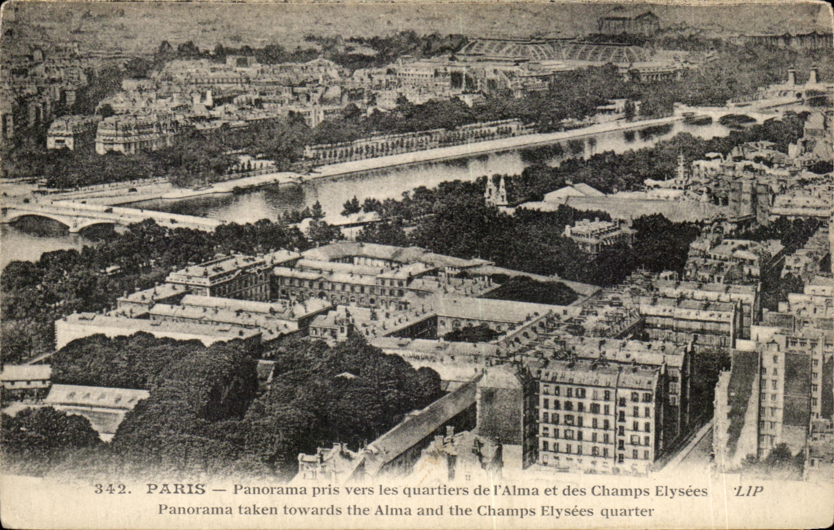 CPA Paris Panorama pris vers les quartiers de I Alma et des Champs Elysees