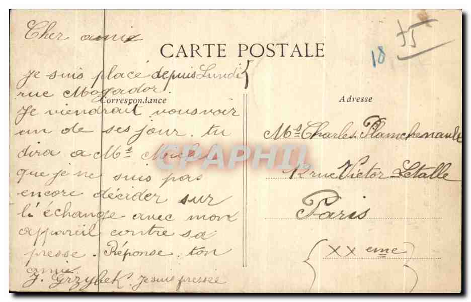 CPA Paris Montmartre Rue de la Barre — Rückseite